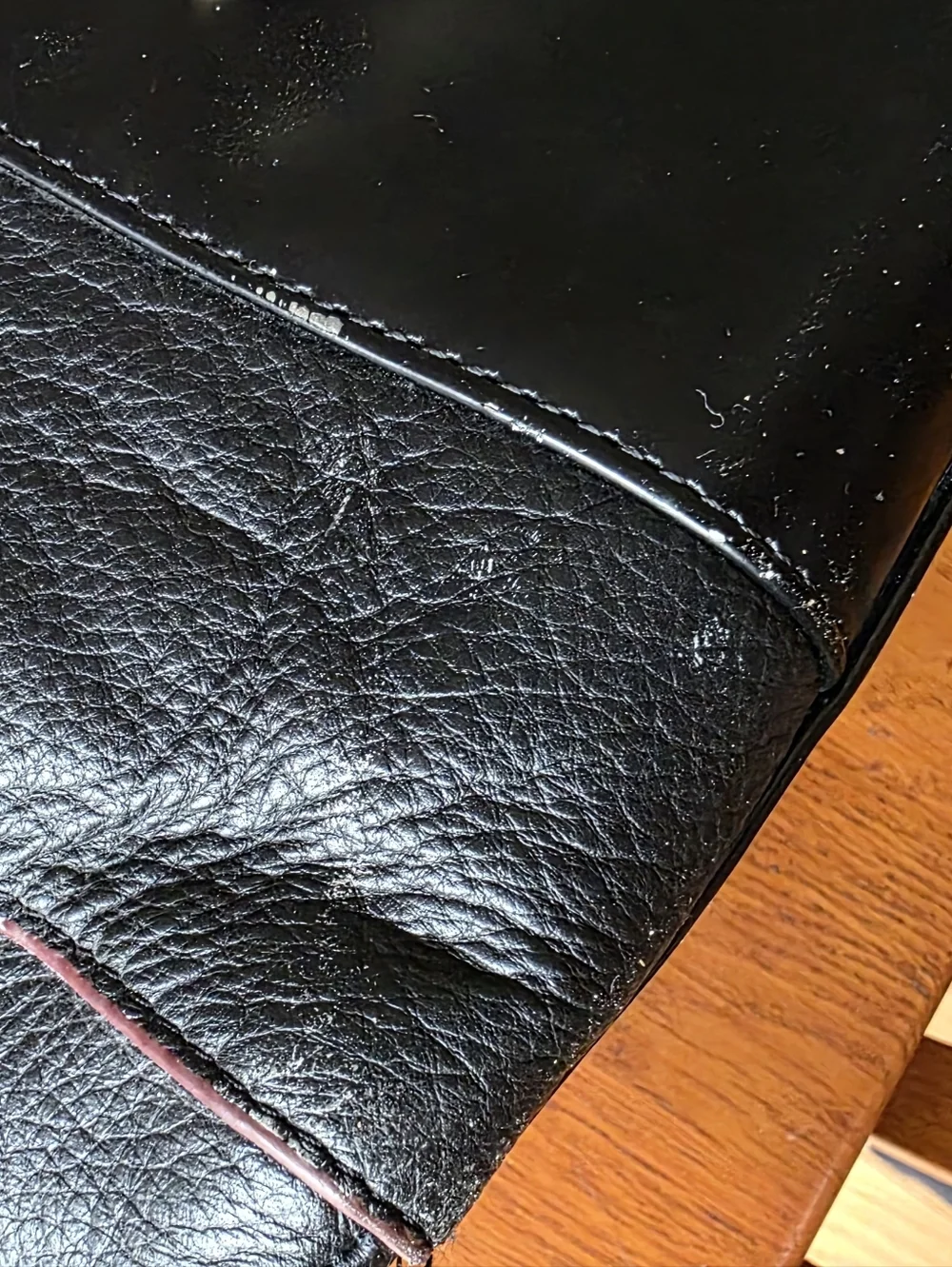 Emma Fox Park Avenue Black Leather Tote Laptop Work Bag Overnight Handbag